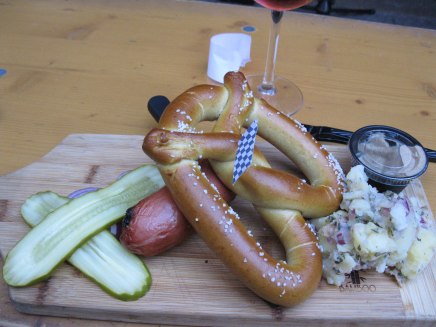 Yummy Sausage, pretzel and German Potato Salad