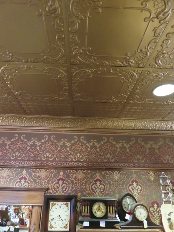 New "old" tin ceilings and ornate wallpaper